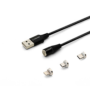 Savio CL-152 USB kabelis 1 m USB 2.0 USB C Micro USB A/Lightning Black