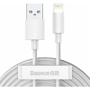 Baseus USB-A USB kabelis, taisns spraudnis - 1,5 m, balts (6953156230316)