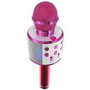 Goodbuy karaoke mikrofons ar iebūvētu Bluetooth skaļruni / 3W / aux / balss modulators / USB / Micro SD rozā