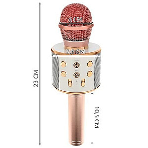 Goodbuy karaoke mikrofons ar iebūvētu Bluetooth skaļruni / 3W / aux / balss modulators / USB / Micro SD gaiši rozā