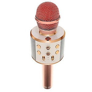 Goodbuy karaoke mikrofons ar iebūvētu Bluetooth skaļruni / 3W / aux / balss modulators / USB / Micro SD gaiši rozā