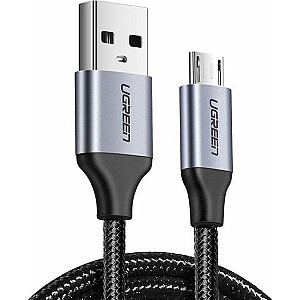 USB kabelis Ugreen Straight spraudnis USB-A - microUSB 0,2 m Melns (60144)