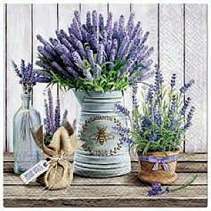 SALVETES 25X25CM LAVENDER IN BUCKET, Paw Decor Collection