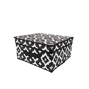 Коробка для хранения с крышкой 30x28x15см, черно-белая