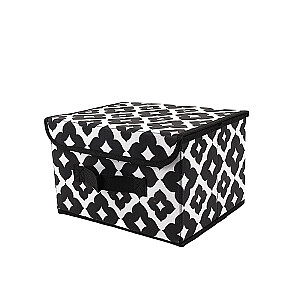 Коробка для хранения с крышкой 26x20x16см, черно-белая