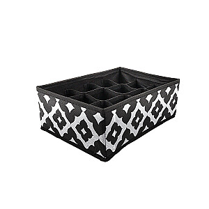 Ящик для хранения 27x20x10см, 12 делений, черный и белый