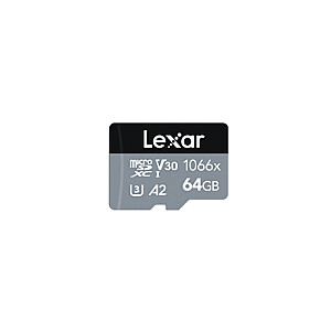 Lexar 64 ГБ microSDXC высокой производительности 1066x UHS-I C10 A2 V30 U3