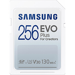 Samsung EVO PLUS SDXC 256GB UHS-I U3 [Rakstīt 100MB/s, Lasīt 130MB/s]