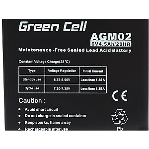 GREEN CELL Battery AGM 6V4.5AH