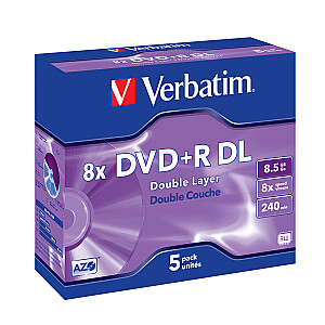 VERBATIM 5x DVD+R DL 8,5GB 8x JC