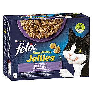 Purina Felix Sensations Mix tītara, skumbrijas, jēra, siļķes - mitrā kaķu barība - 12x85g