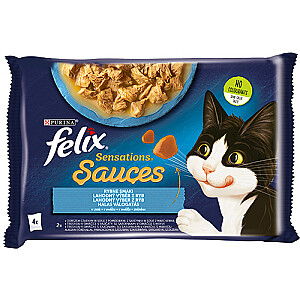 Felix Sensations Mix mencas ar tomātiem, sardīnēm ar burkāniem - mitrā barība kaķiem - 340g (4 x 85g)
