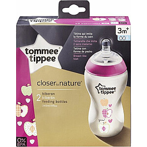 Tommee Tippee Dekorēta pudele 2 x 340 ml - meitene