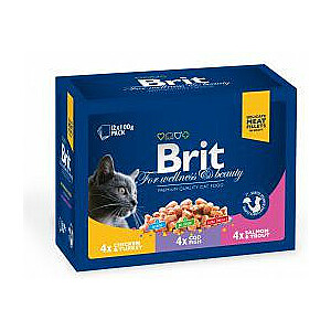 Brit Premium Cat Pouches Family mājputnu un zivju šķīvis 12x100g
