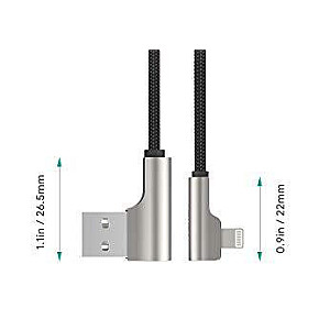 AUKEY CB-AL01 Lightning uz USB OEM melns ātrās uzlādes kabelis | 2m | MFI Apple