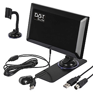 Aktīvā iekštelpu antena DVB-T Antena ar pastiprinātāju DVB-T2 Antena ar pastiprinātāju Piesūceknis Kronšteins USB 5V