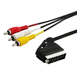 SAVIO AV kabelis SCART – 3xRCA (CINCH) 2 m CL-133 Melns