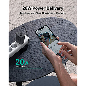AUKEY PA-F1S Swift mobilais lādētājs Melns 1xUSB C Power Delivery 3.0 20W 3A