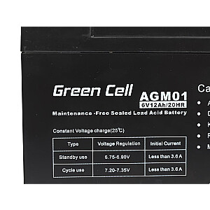 GREEN CELL Аккумулятор AGM 6V12AH