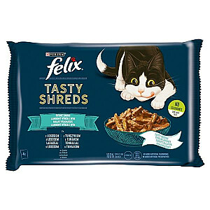 FELIX Tasty Shreds с лососем и тунцом 4x80г