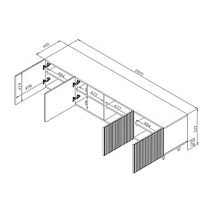 Skapis Cama RTV PAFOS 200x40x52 Melns matēts