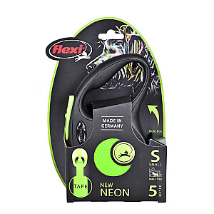 Поводок Flexi New Neon S 5 м для собак с выдвижным поводком