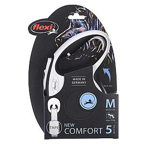 Flexi New Comfort M Tape 5 м, черный поводок Dog Retractable
