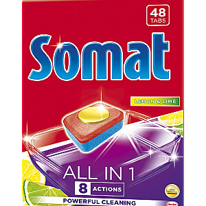SOMAT All-in-1 Lemon & Lime trauku mazgājamās mašīnas tabletes 48 gab.