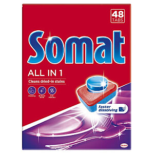 Trauku mazgājamās mašīnas tabletes SOMAT All-in-1 48 gab.
