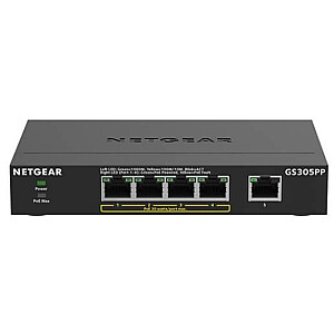 Netgear GS305PP nepārvaldīts Gigabit Ethernet (10/100/1000) Power over Ethernet (PoE), melns