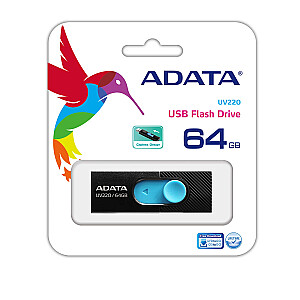 USB zibatmiņas disks ADATA UV220 64GB USB Type-A 2.0 melns, zils