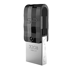 Silicon Power Mobile C31 USB zibatmiņas disks 32 GB A tipa / C tipa USB 3.2 Gen 1 (3.1 Gen 1) Melns sudrabs