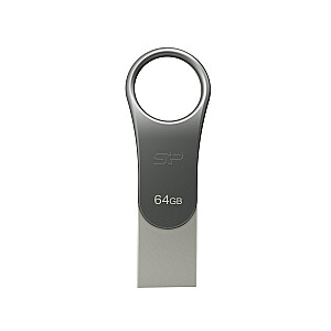 USB-накопитель Silicon Power Mobile C80 64 ГБ USB Type-A / USB Type-C 3.0 (3.1 Gen 1) Titanium