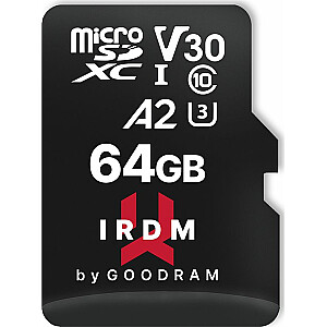 GOODRAM micro SDXC IRDM 64GB V30 A2 (UHS I U3) + адаптер