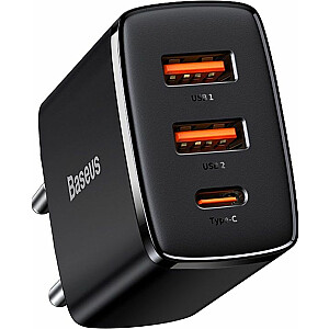 Зарядное устройство Baseus CCXJ-E01 2x USB-A 1x USB-C 3 A (BSU2897BLK)