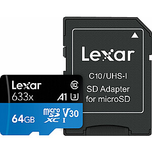Карта Lexar 633x MicroSDXC 64 ГБ UHS-I / U3 U3 A1 V30 (LSDMI64GBB633A)