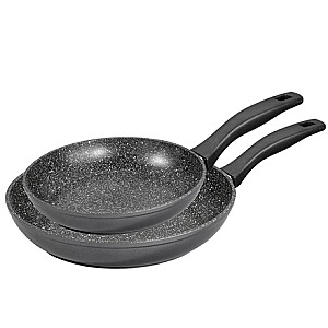 Stoneline Pan Set of 2 6937 Frying, Diameter 24/28 cm, Suitable for induction hob, Fixed handle, Anthracite