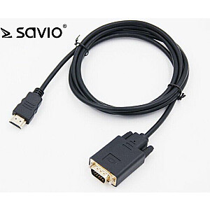 Savio HDMI kabelis - D-Sub (VGA) 1,8 m melns (SAVKABELCL-103)