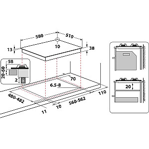 Whirlpool TGML 661 NB Стеклянная газовая варочная панель с 4 конфорками, черный