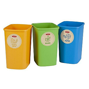 Набор для мусора без крышки Deco Flip Bin 3x10L синий / зеленый / желтый