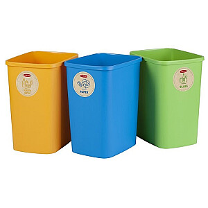 Набор для мусора без крышки Deco Flip Bin 3x25L синий / зеленый / желтый
