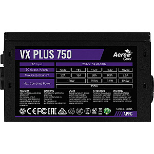 Блок питания AEROCOOL PGS VX-750plus 750W 80+ BOX