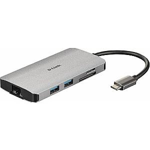 D-Link 8in1 USB-C stacija/replicators (DUB-M810)