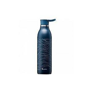 Переработанная бутылка для воды CityLoop Thermavac eCycle 0,6 л не ржавеет. сталь темно-синяя Волна
