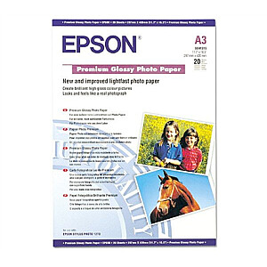 Epson Premium Glossy Photo Paper, DIN A3, 255g/mÂ², 20 Sheets