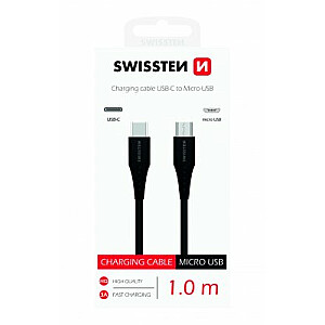 Swissten Basic Universāls Quick Charge 3.1 USB-C uz Micro USB Datu un Uzlādes Kabelis 1m