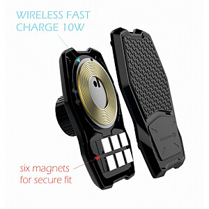 Swissten WM1-AV3 Air Vent Turētājs Gaisa Restei Ar Wireless Uzlādi + Micro USB Vads 1.2m