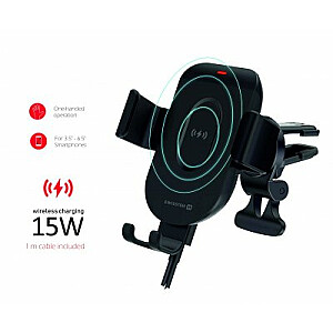Swissten GW1-AV5 Air Vent Turētājs Gaisa Restei Ar 15W Wireless Uzlādi + Micro USB Vads 1m