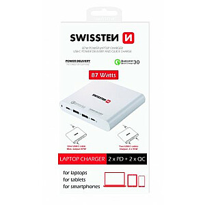 Swissten Tīkla Lādētājs Piezīmjdatoru un MacBook uzlādēšanai / 87W / PD3.0 / QC3.0 / PPS