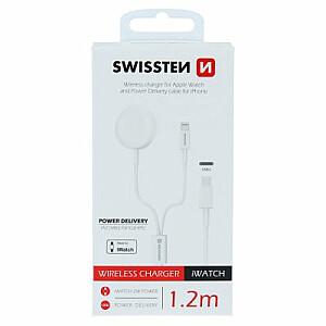 Swissten Bezvadu Lādētājs 2in1 ar Power Delivery priekš Apple iWatch un Apple iPhone / Apple iPad